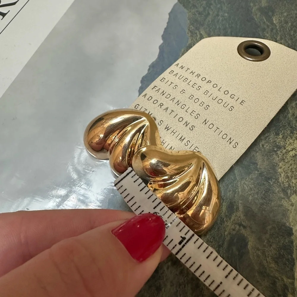 NWT Anthropologie Gold Wing Fanned Out 14K Gold Plated Earrings 80’s statement